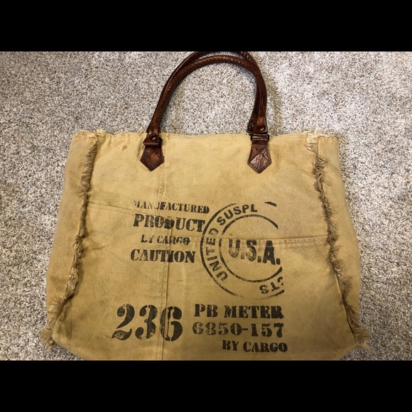 Handbags - Mona b canvas and leather tote bag